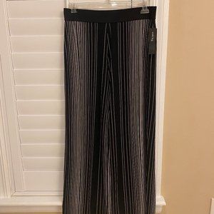 Women's Wide Leg Pants - Black and White Striped